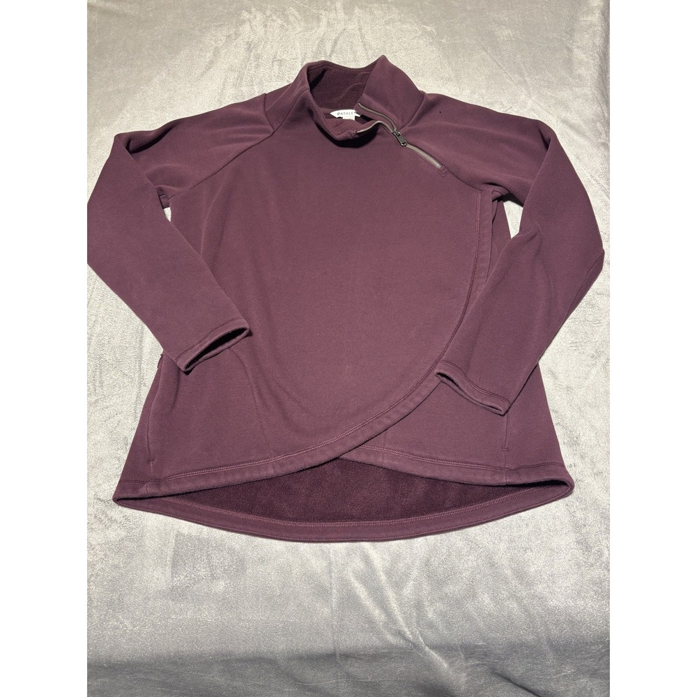Athleta Women Size L Maroon Cozy Karma Asymmetrical Mock Neck Pullover 383402